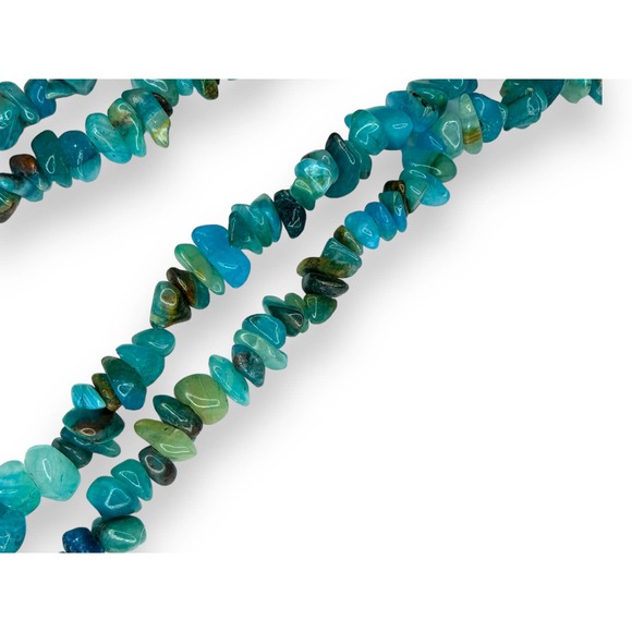 Gorgeous Vintage Agate Raw Stone Necklace Blue Turquoise Boho Bohemian Native - Picture 3 of 5